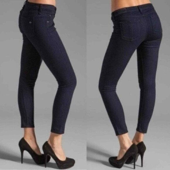Rag & Bone Dark Wash Indigo Low Rise Capri Cropped Skinny Jeans - 28" - Picture 1 of 10